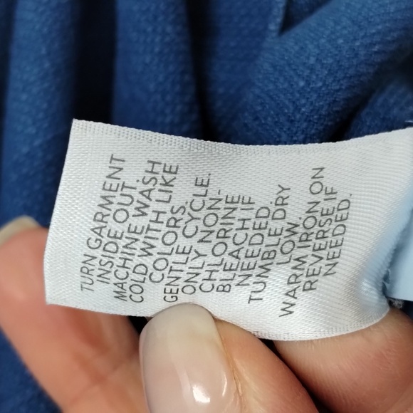 Pure Jill indigo blue oversized pullover top size large textured with buttons - Picture 10 of 10